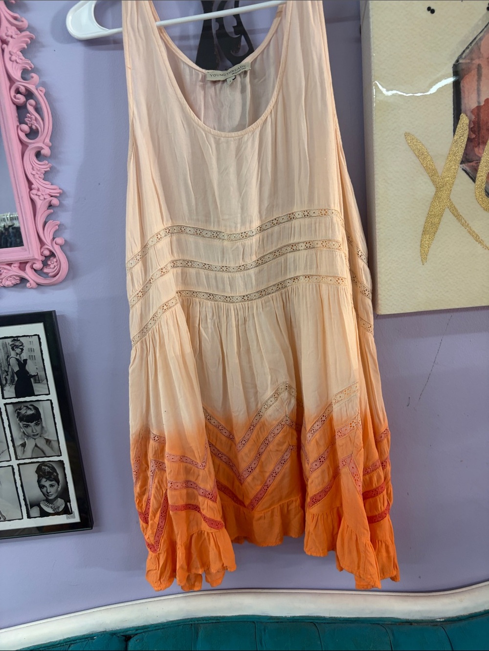 Peach-to-Orange Ombre Sleeveless Women's Tunic Top